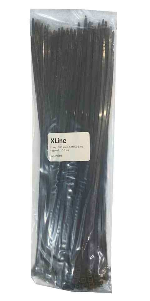 Хомут 350 мм x 5 мм X-Line, черный, 100 шт