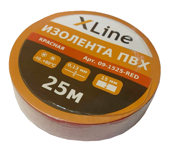 Изолента ПВХ 15 мм x 25 м X-Line, красная