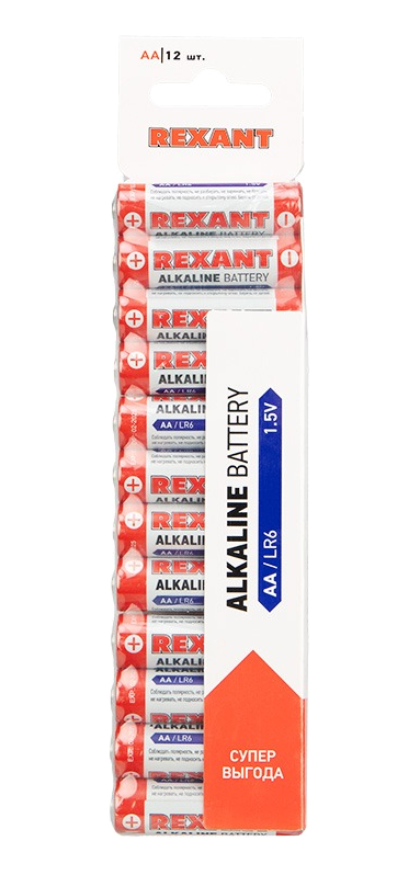 Элемент питания алкалиновый AA Rexant, 12 шт/упак