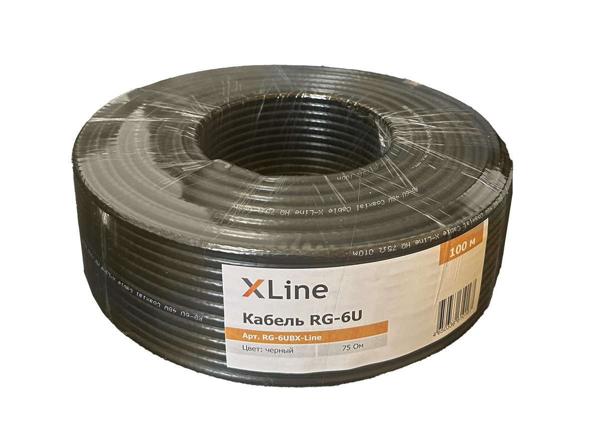 Кабель RG-6U X-Line, черный, 100 м