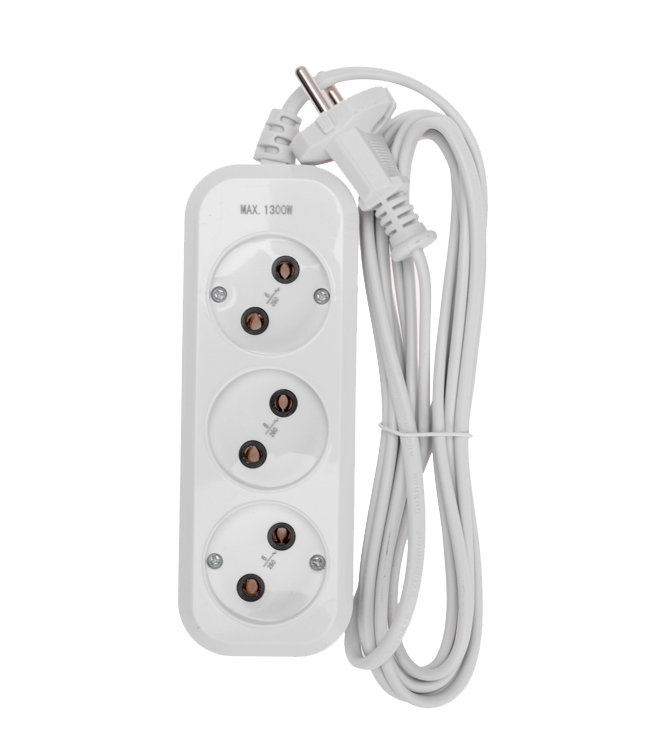 Удлинитель 3 гнезда 2 х 0.75 мм Proconnect, б/з, белый, 3 м