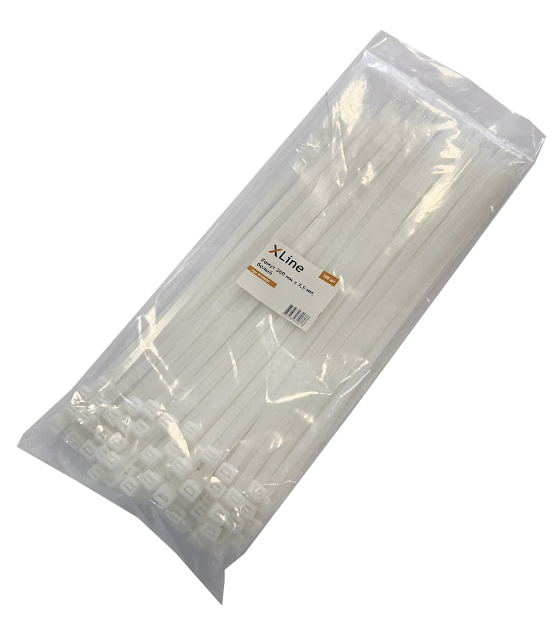 Хомут 360 мм x 7.5 мм X-Line, белый, 100 шт