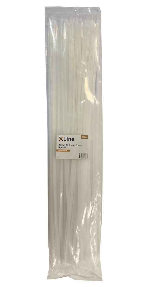 Хомут 500 мм x 5 мм X-Line, белый, 100 шт