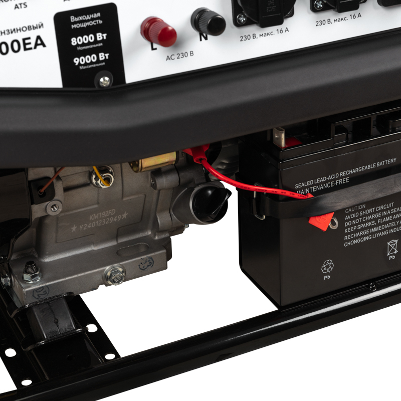 Генератор бензиновый KR9000EA KRANZ, 9, 0кВт, 230В, 25л, коннектор автоматики, электростартер