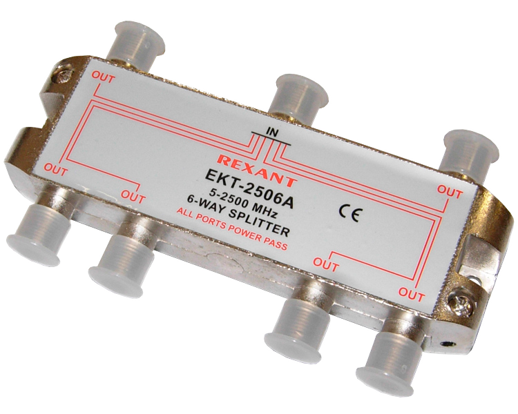 Делитель спутниковый на 6 6-WAY SAT Splitter Rexant
