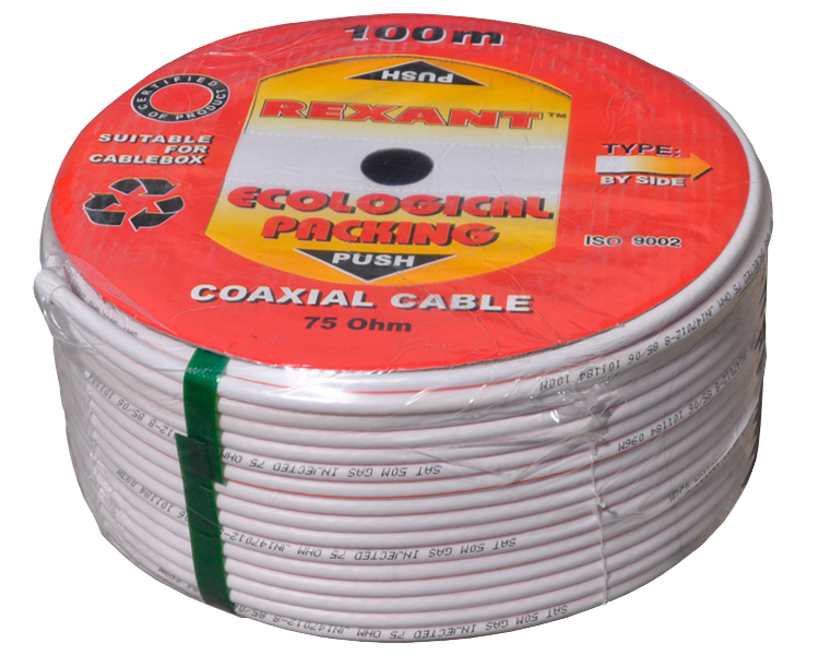 Кабель SAT 50 M Сu/Cu Rexant, белый, 100 м