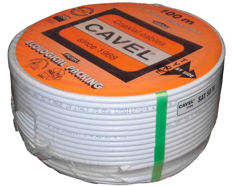 Кабель SAT 50 M Cu/Cu Cavel, белый, 100 м