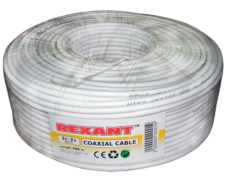Кабель 3С-2V Rexant, белый, 100 м