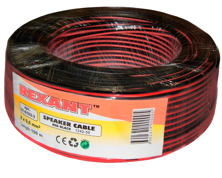 Кабель акустический RED-BLACK 2 х 0.5 мм Rexant, 100 м