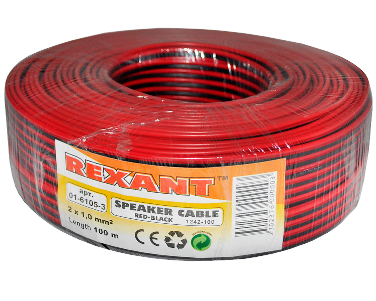 Кабель акустический RED-BLACK 2 х 1.0 мм Rexant, 100 м