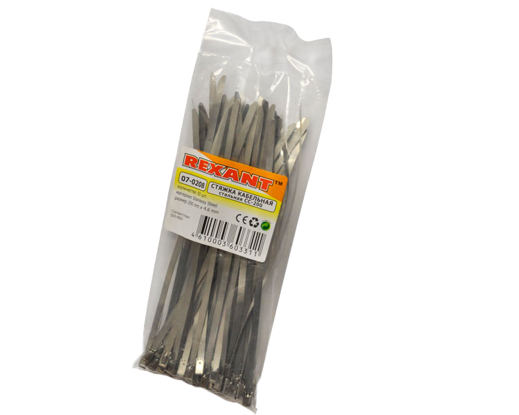 Хомут стальной 200 мм Rexant, 50 шт