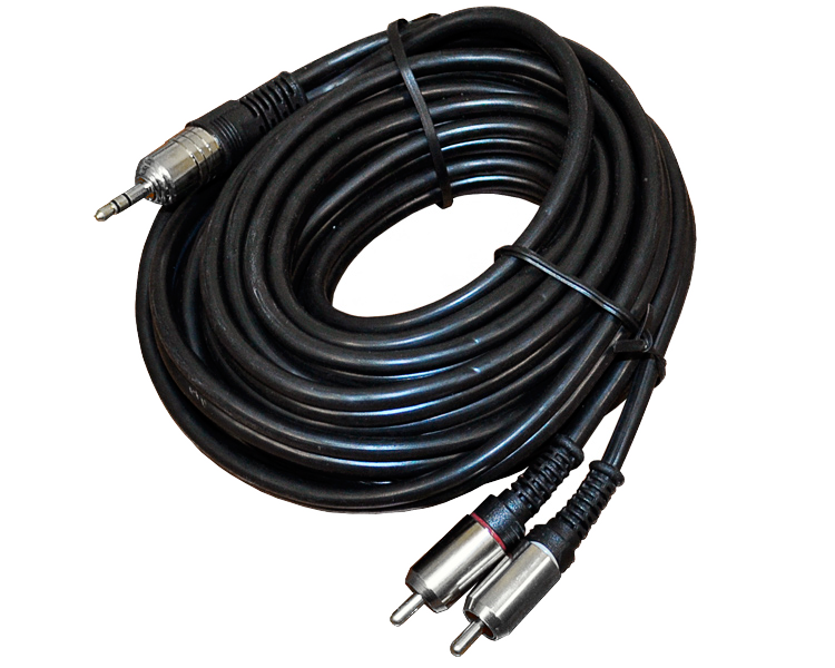 Шнур TRS 3.5 мм - 2 RCA GOLD металл Rexant, премиум, 5 м