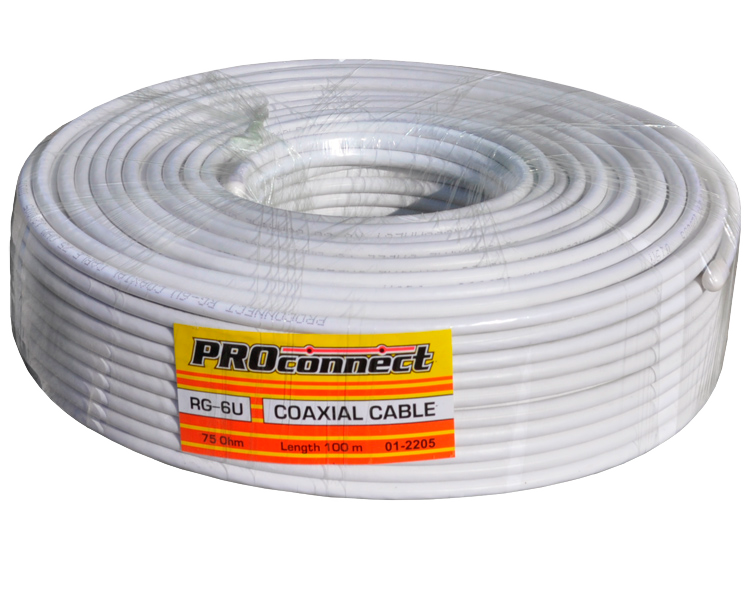 Кабель RG-6U Proconnect, d=0.9 мм, белый, 100 м