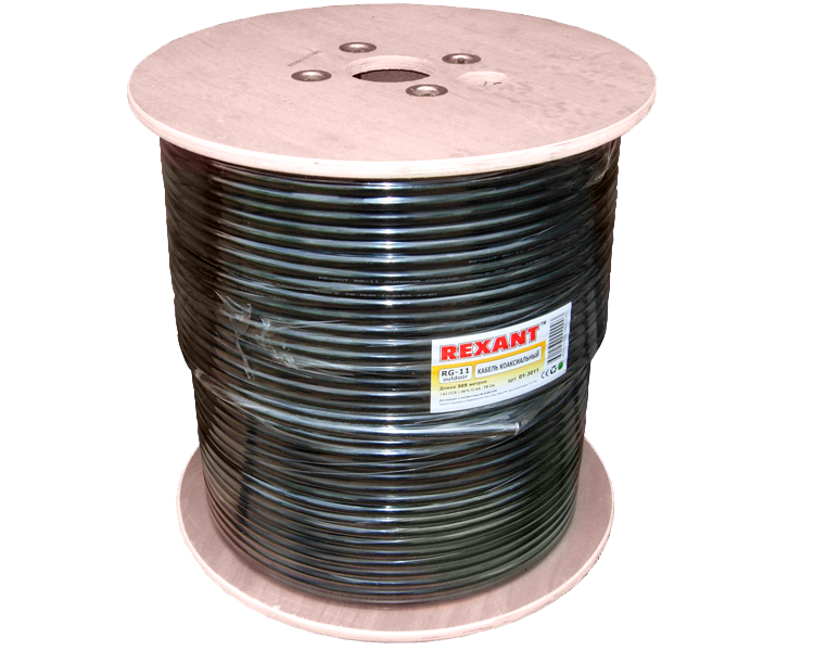 Кабель RG-11U Rexant, полиэтилен, черный, 305 м