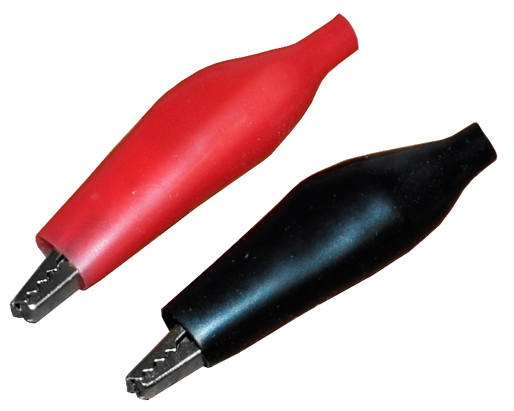Зажим "крокодил" в изоляторе Rexant, 46 мм, красный/черный