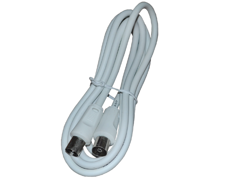 Шнур ТВ(штекер) - ТВ(гнездо) Rexant, белый, 1.5 м