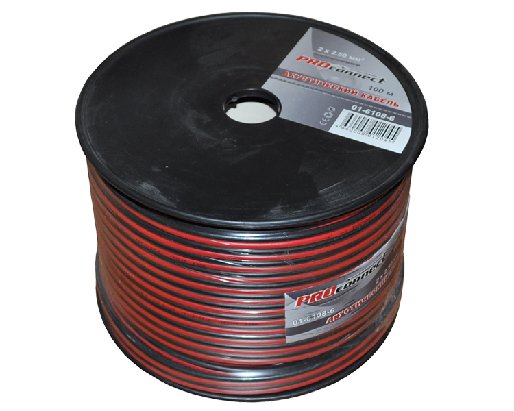 Кабель акустический RED-BLACK 2 х 2.5 мм Proconnect, 100 м