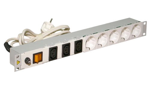 Блок розеток с выключателем Ижтехноком, выход: 5-ЕВРО + 3-АС2, вход: шнур с евровилкой
