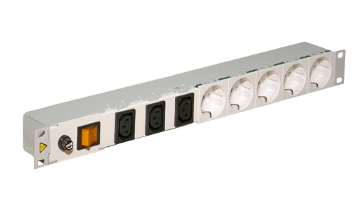 Блок розеток с выключателем Ижтехноком, выход: 5-ЕВРО + 3-АС2, вход: АС1