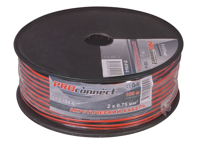Кабель акустический RED-BLACK 2 х 0.75 мм Proconnect, 100 м