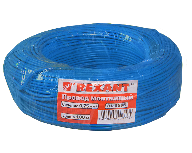Провод автомобильный 0.75 мм2 Rexant, синий, 100 м