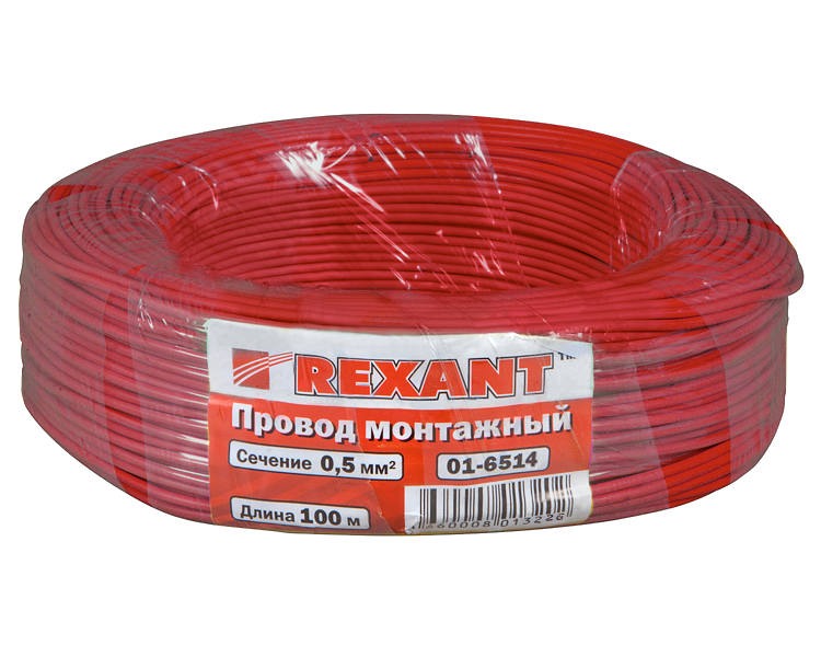 Провод автомобильный 0.5 мм2 Rexant, красный, 100 м