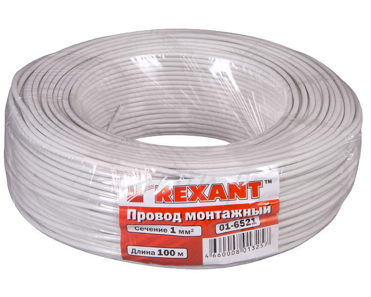 Провод автомобильный 1 мм2 Rexant, белый, 100 м