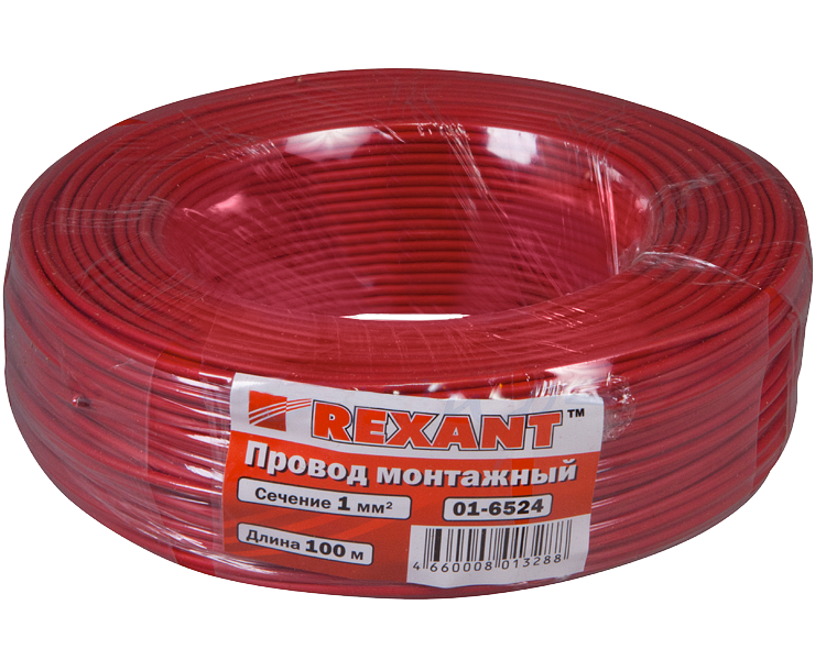 Провод автомобильный 1 мм2 Rexant, красный, 100 м