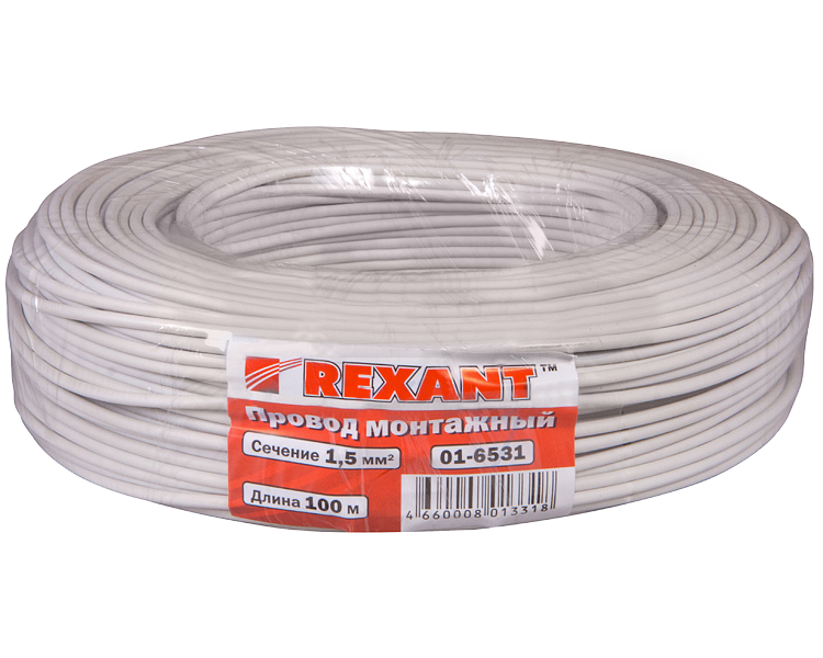 Провод автомобильный 1.5 мм2 Rexant, белый, 100 м