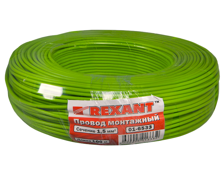 Провод автомобильный 1.5 мм2 Rexant, зеленый, 100 м