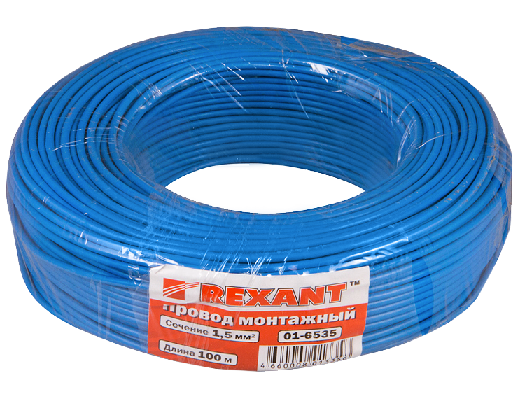 Провод автомобильный 1.5 мм2 Rexant, синий, 100 м