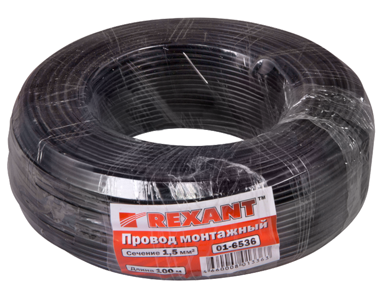Провод автомобильный 1.5 мм2 Rexant, черный, 100 м