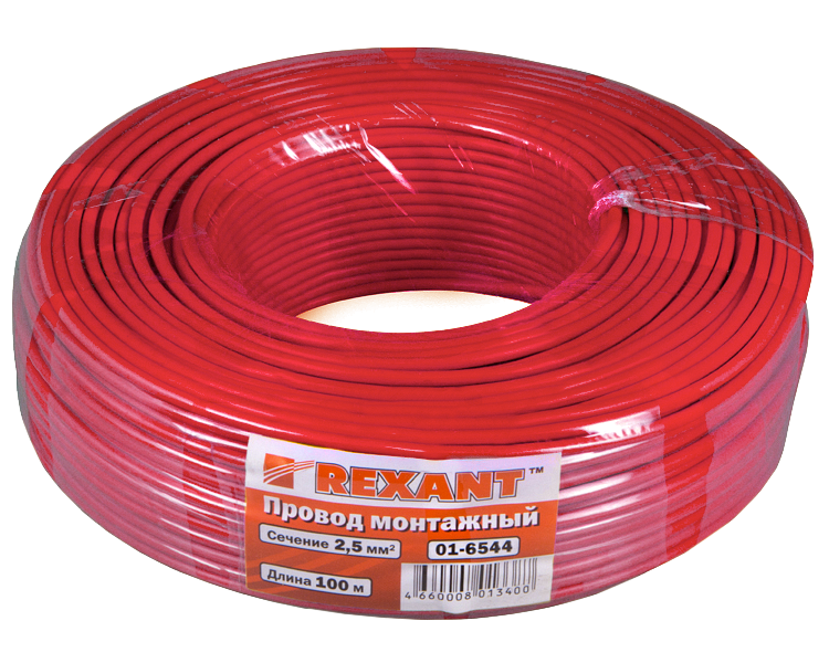Провод автомобильный 2.5 мм2 Rexant, красный, 100 м