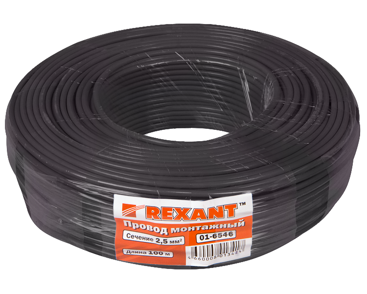 Провод автомобильный 2.5 мм2 Rexant, черный, 100 м