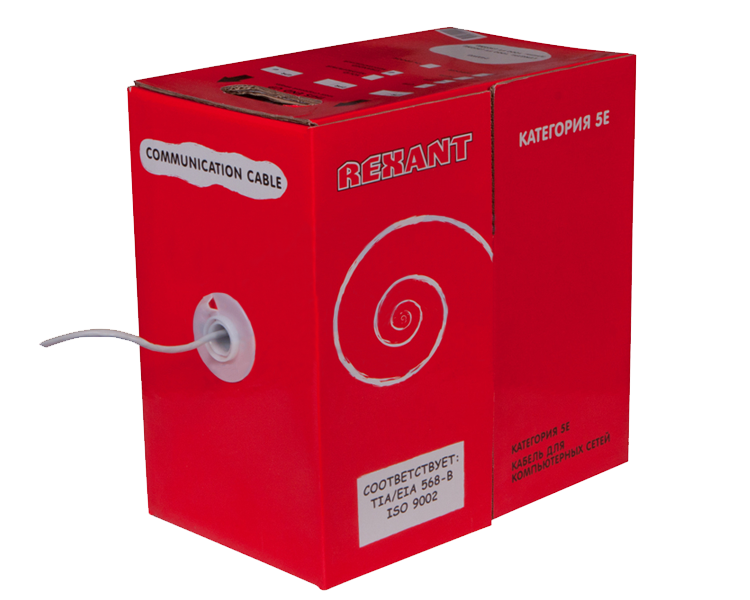 Кабель FTP 4PR 24AWG CAT5e Rexant, многожильный, 305 м