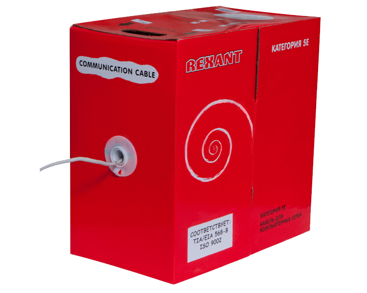 Кабель SFTP 4PR 24AWG CAT5e Rexant, многожильный, 305 м