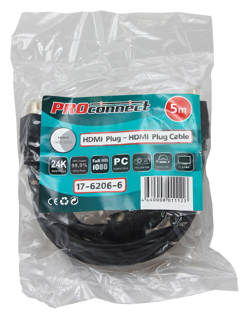 Шнур HDMI - HDMI GOLD Proconnect, с фильтром, 5 м