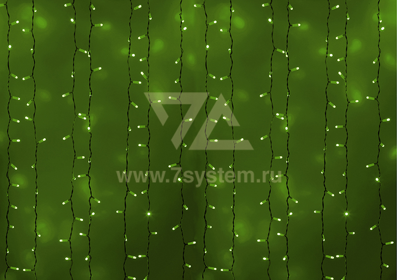 Гирлянда "Дождь LED" 2х1.5 м Neon-Night, белый провод, диоды зеленые