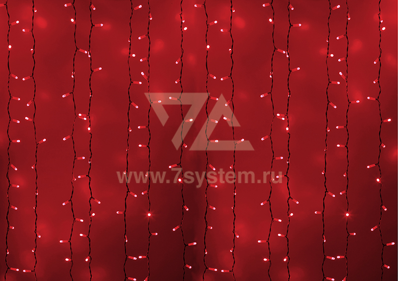 Гирлянда "Дождь LED" 2х1.5 м Neon-Night, белый провод, диоды красные