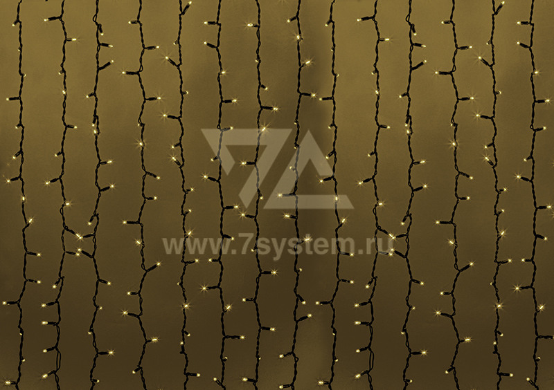 Гирлянда "Дождь LED" 2х1.5 м Neon-Night, темно-зеленый провод, диоды тепло белые